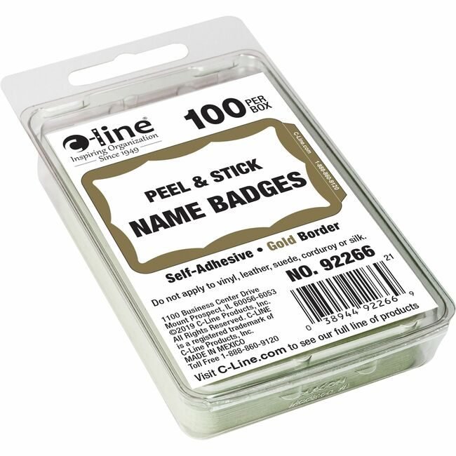 C-Line Products Badge Adhsve Gld Brdr 100 Count CLI92266