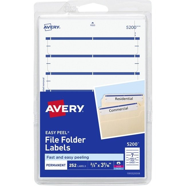 Avery Products Corporation Label Fldr Perm Lsr/Inkj Be AVE05200