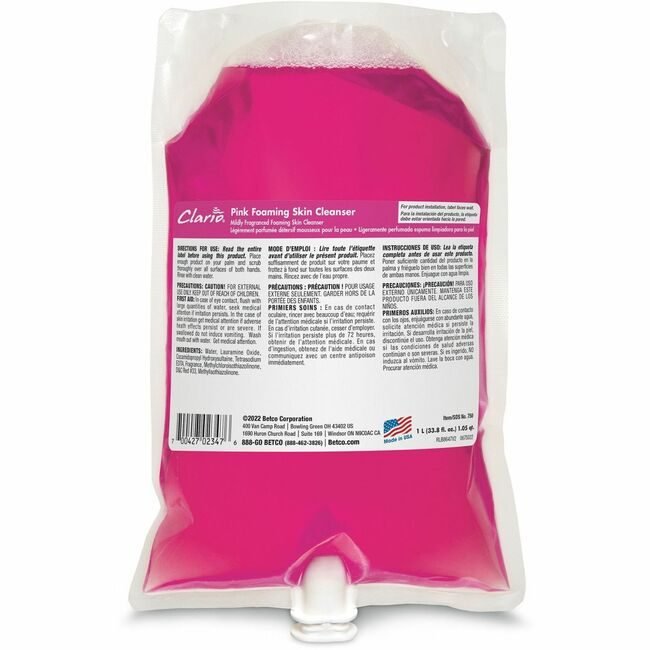 Betco Corporation Cleanser Hand Fming Pink BET7502900