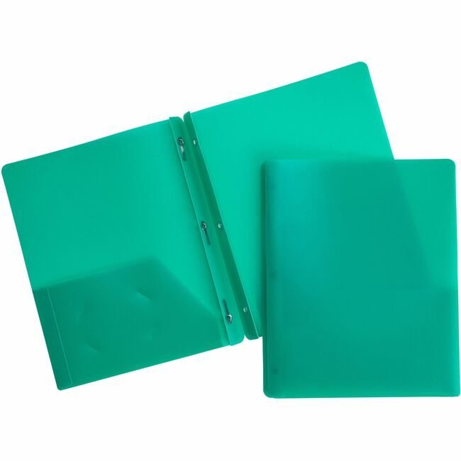 Business Source Folder 2PCKT Poly Fastnr Green BSN20888