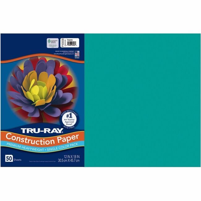 Pacon Corporation Paper Const 12X18 Turq 50SH PAC103039