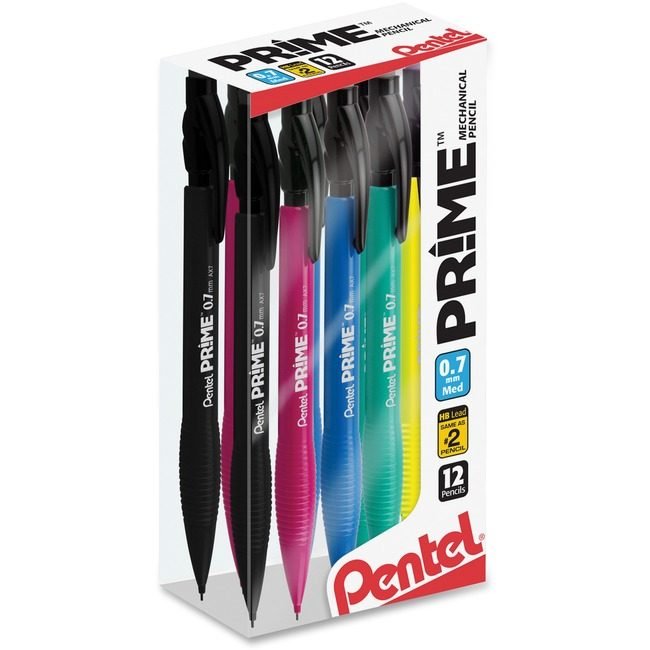 Pentel of America Pencil Prime 0.7MM Assorted 12 Pack PENAX7PC12M