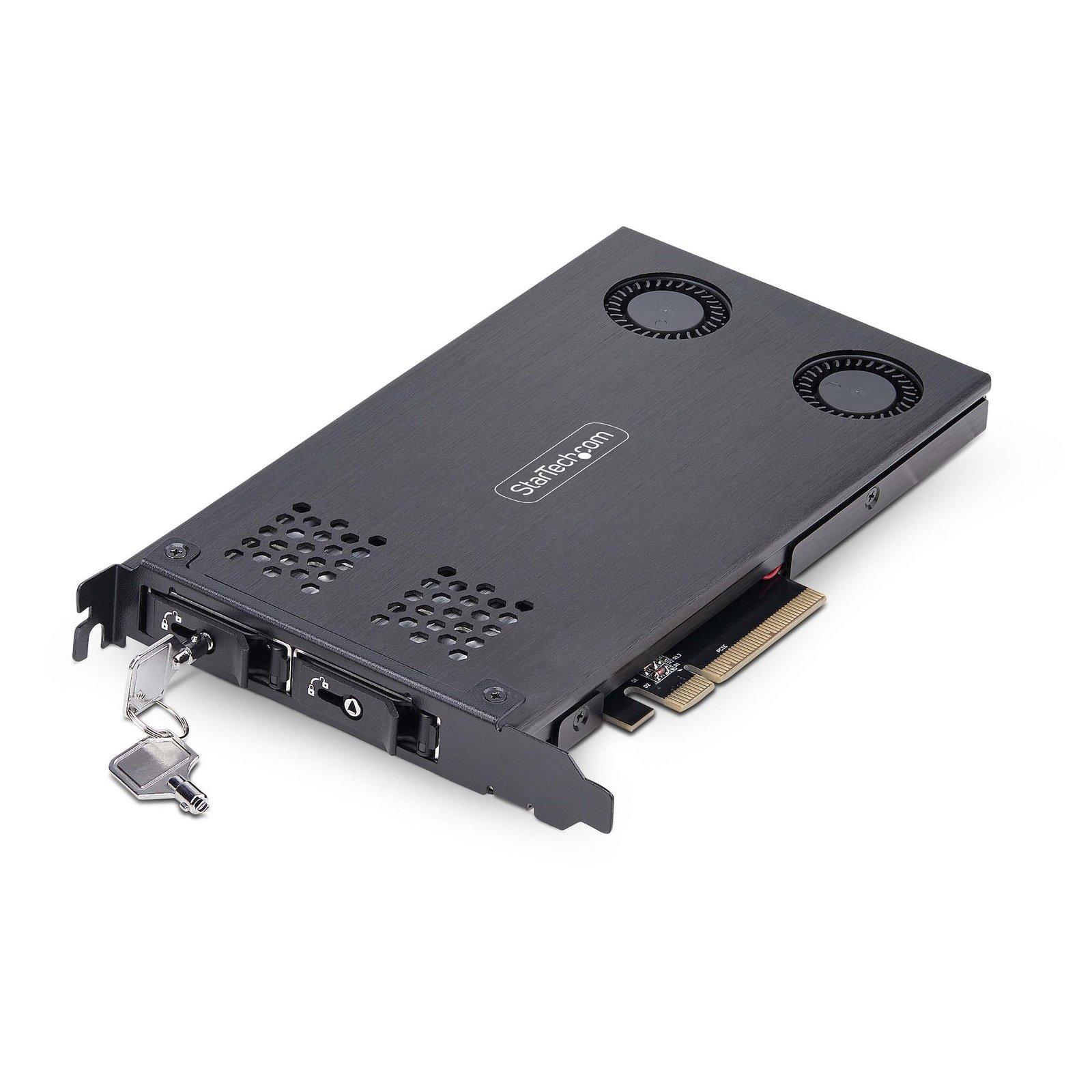 StarTech.com Dual-Bay M.2 NVMe SSD to PCIe x8 Removable Mobile Rack; Bifurcation Required; 2M2-REMOVABLE-PCIE