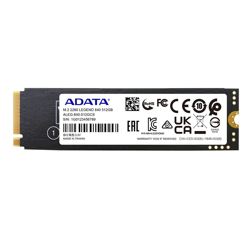 ADATA TECHNOLOGY LA LEGEND 840 512 GB M.2 PCI Express 4.0 NVMe 3D NAND ALEG-840-512GCS