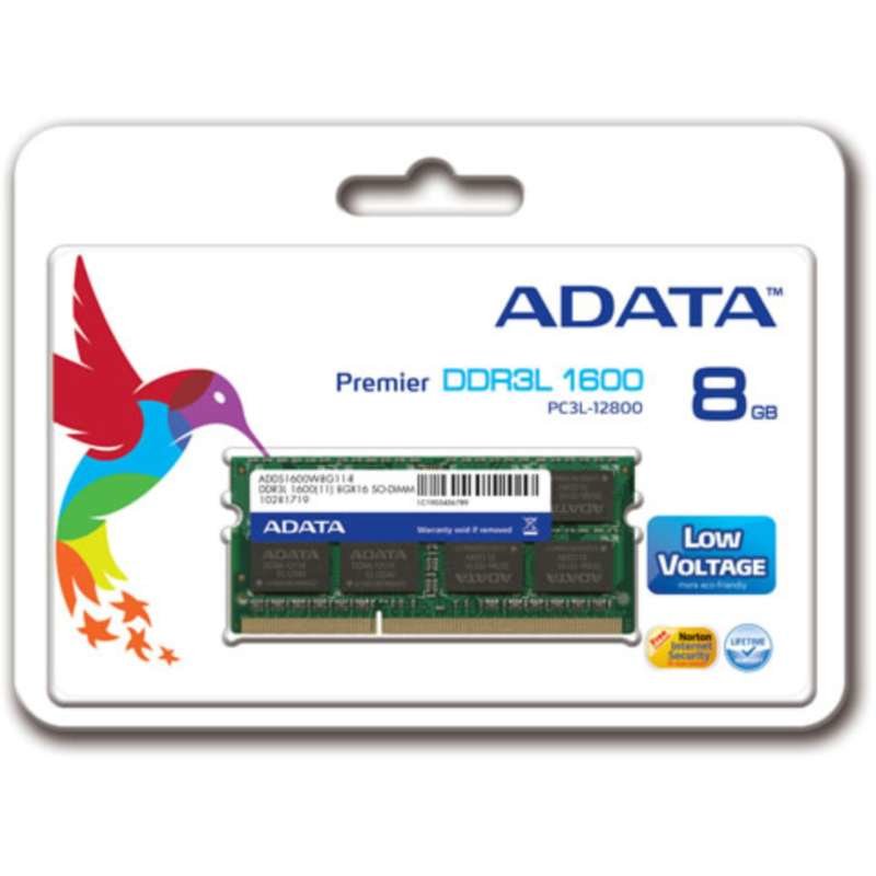 ADATA TECHNOLOGY LA Premier memory module 8 GB 1 x DDR3L 204-pin SO-DIMM ADDS1600W8G11-S