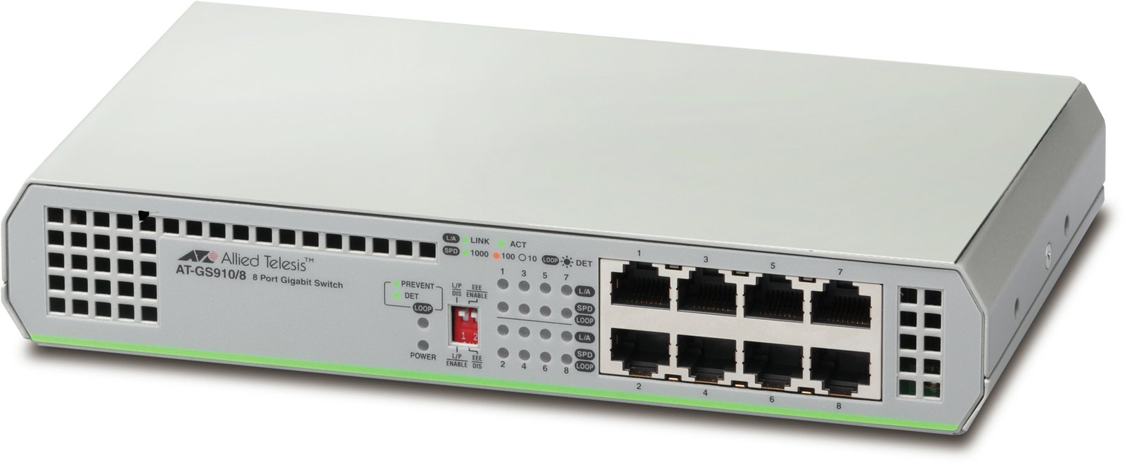 Allied Telesis GS910/8 Unmanaged Gigabit Ethernet (10/100/1000) Grey AT-GS910/8-10