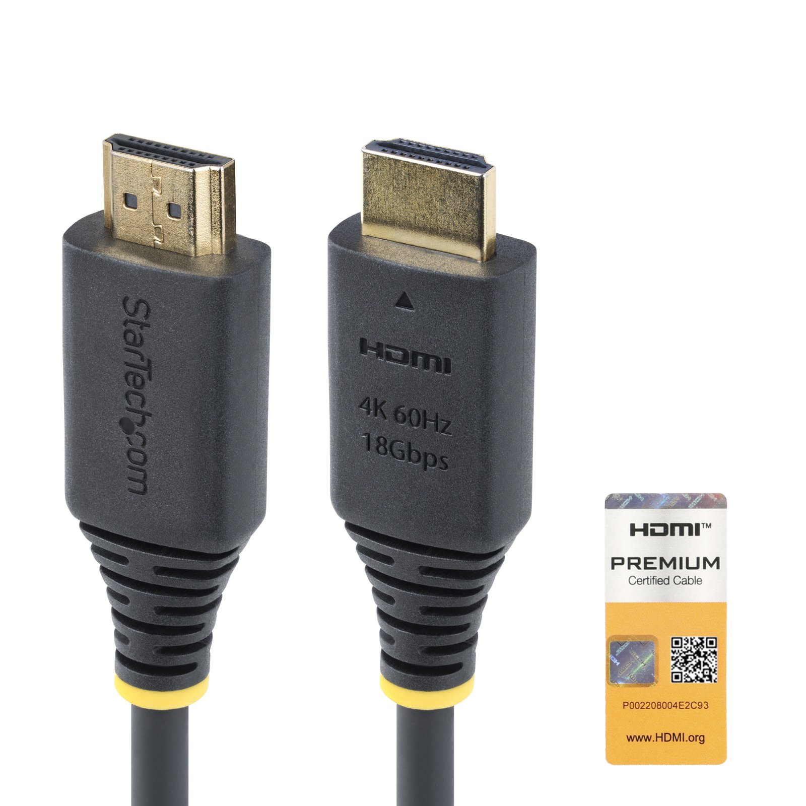 StarTech.com 1m (3.3ft) Premium Certified High Speed HDMI Cable, 4K 60Hz/1440p 144Hz, HDR10/HDCP STA-HDMI2-CABLE-4K60-1M
