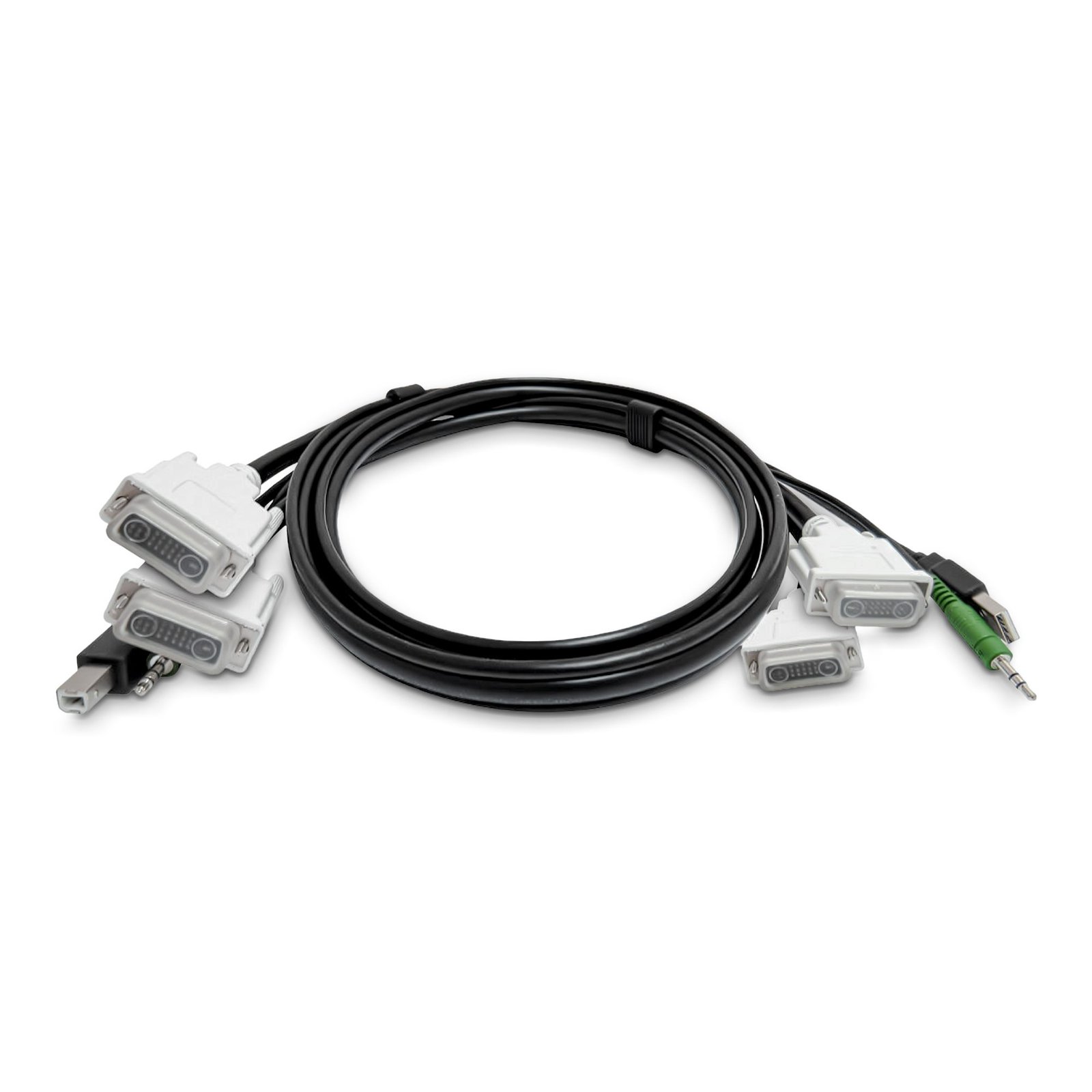 StarTech.com 6ft (1.8m) Dual-DVI KVM Cable, USB 2.0, 3.5mm Audio, Universally Compatible Combo for STA-SK2DVMMKVM06-TAA