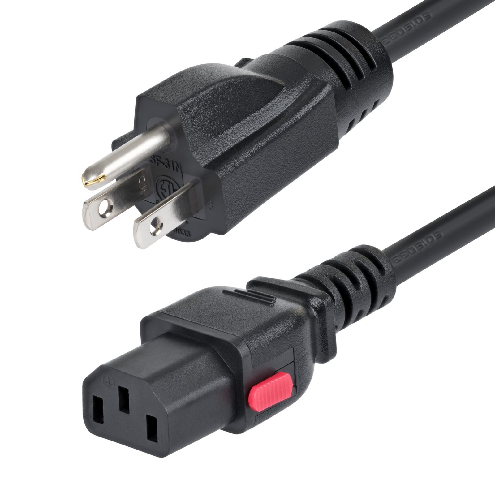 StarTech.com 3ft (91cm) Computer Power Cord, NEMA 5-15P to Locking C13 AC Cable, 125V 10A, 18AWG, STA-3FT-LC10A-POWERCORD