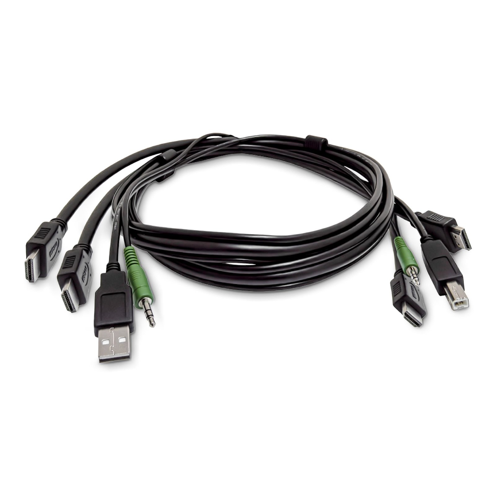 StarTech.com 6ft (1.8m) Dual-HDMI KVM Cable, USB 2.0, 3.5mm Audio, Universally Compatible Combo for STA-SK2HDMMKVM06-TAA