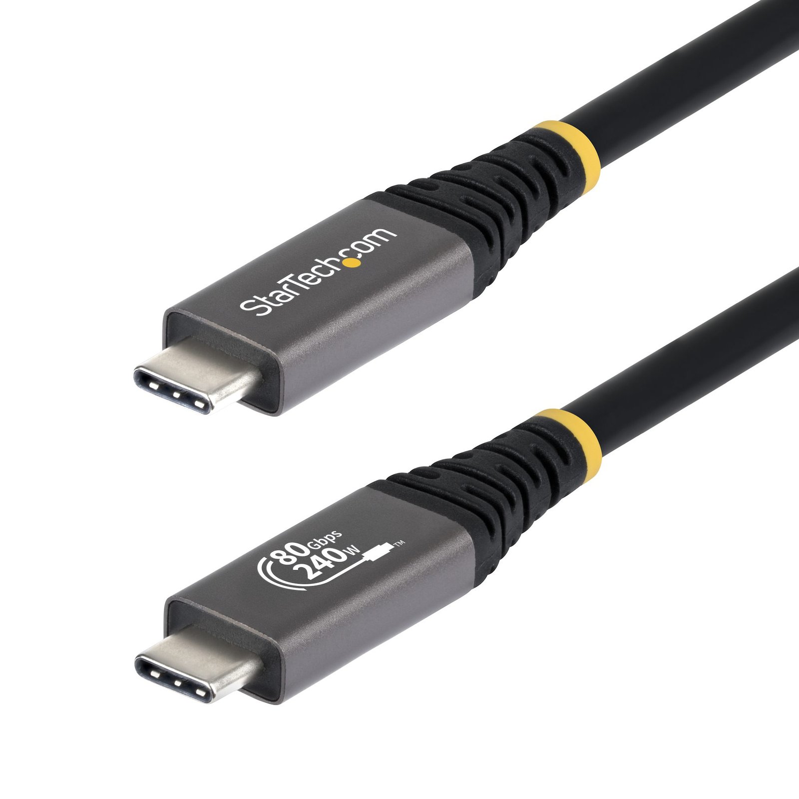 StarTech.com 5ft (1.5m) USB4 Cable, 80Gbps, USB-IF Certified USB-C 240W PD, 8K 120Hz/4K 240Hz DP2.1 STA-CC5FT80GUSB4CABLE
