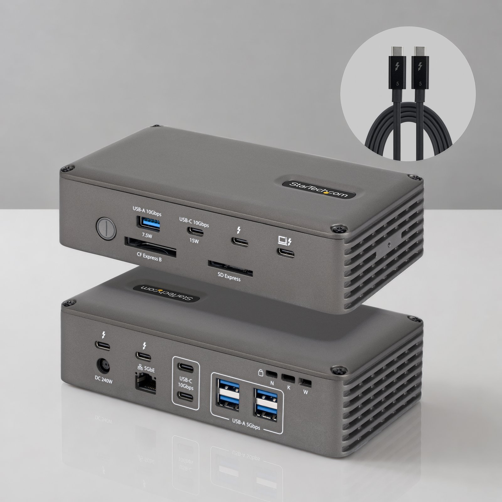 StarTech.com Thunderbolt 5 Dock with NVMe Slot for Mac and Windows, Up to Dual 8K 60Hz or Triple 4K 183N-TB5USB4DOCK