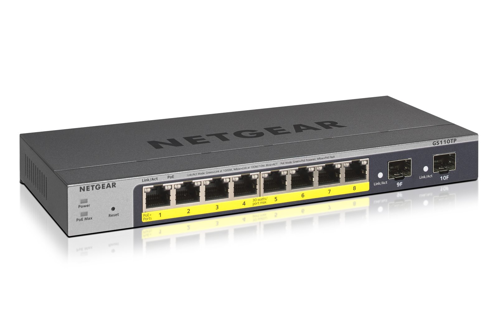 NETGEAR 8-Port PoE Gigabit Ethernet Smart Switch (GS110TP) GS110TP-300NAS