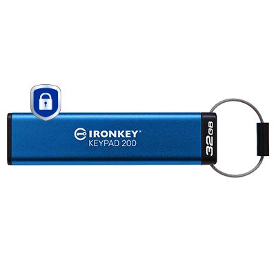 Kingston Technology IronKey 32GB Keypad 200, FIPS 140-3 Lvl 3 AES-256 Hardware Encrypted IKKP200/32GB