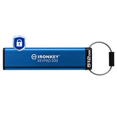 Kingston Technology IronKey 512GB Keypad 200, FIPS 140-3 Lvl 3 AES-256 Encrypted IKKP200/512GB