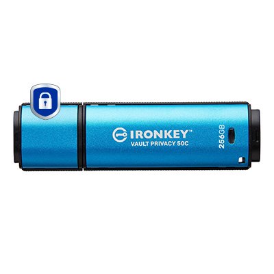 Kingston Technology IronKey 256GB USB-C Vault Privacy 50C AES-256 Encrypted, FIPS 197 IKVP50C/256GB