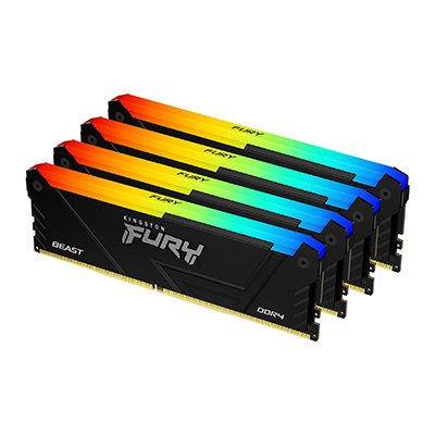 Kingston Technology FURY Beast 64GB 3200MT/s DDR4 CL16 DIMM (Kit of 4) RGB KF432C16BB2AK4/64